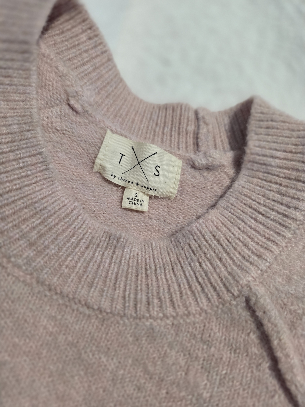 Thread & Supply Blush Pink Crewneck Sweater with Bow Detail - Picture 3 of 4